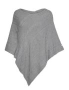 Crdela Knit Poncho Grey Cream