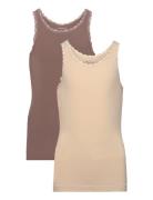 Nkftank Top 2P Peyote Lace Noos Beige Name It