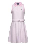 Belted Striped Knit Oxford Polo Dress Pink Ralph Lauren Kids