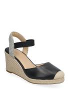 Pearle Ii Leather & Canvas Espadrille Black Lauren Ralph Lauren