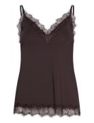 Rwbillie Sl Lace Strap Top Brown Rosemunde