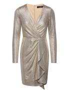 Metallic Knit Surplice Cocktail Dress Gold Lauren Ralph Lauren