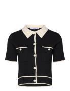 Short-Sleeved Cardigan With Contrasting Trims Black Mango