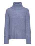 Slfsia Ras Ls Knit High Neck Blue Selected Femme