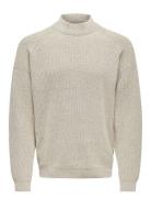 Onsfelip Life Reg 5 Twist High Neck Knit Beige ONLY & SONS