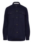 Akoscar Boiled Wool Overshirt Navy Anerkjendt