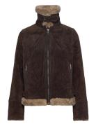 Ciara Suede Shearling Jacket Brown Jofama