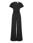 Scuba Crepe Ss Belted Jumpsuit Black Calvin Klein