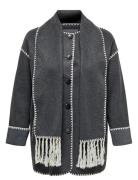 Carelba Scallop Edge Scarf Coat Otw Grey ONLY Carmakoma