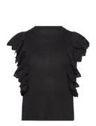 Olmbetty Life S/S Frill Top Jrs Black Only Maternity