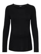 Olmliliana L/S O-Neck Slit Top Jrs Black Only Maternity