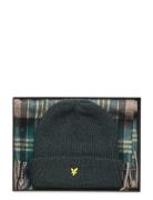 Lambswool Blend Checked Scarf And Beanie Gift Set Khaki Lyle & Scott