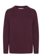 Slflulu Ls Knit O-Neck Noos Purple Selected Femme