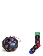 1-Pack Gingerbread Cookies Socks Gift Set Navy Happy Socks