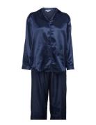 Satin Long Sleeve Pyjamas Blue Lady Avenue