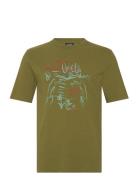 Linen Blend Front Artwork T-Shirt Green Scotch & Soda