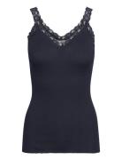 Rmwbalta Modal Sl V-Neck Top Navy RM By Rosemunde