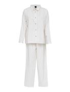 Pilen Yarndyed Flannel Pyjamas White Høie Of Scandinavia