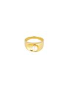 Pearl Solo Ring - Goldplated Gold Design Letters