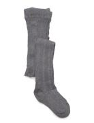 Cable Knitted Stockings Grey Melange Grey Geggamoja