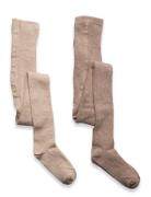 Wool Stocking - Rib 2-Pack Beige Minymo