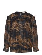 Carazelea L/S O-Neck Top Aop Black ONLY Carmakoma