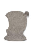 Knitted Balaclava Pomi Grey Wheat