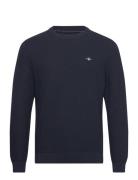 Cotton Textured C-Neck Navy GANT