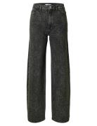 Slfmarley-Merle Hw Wide Jeans Black Selected Femme