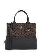 Th Jacquard Med Satchel Black Tommy Hilfiger