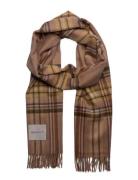 Tartan Check Cashmere Blend Scarf Beige GANT