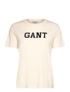 Reg Velour Applique T-Shirt Cream GANT