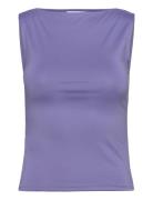 Boatneck Sleeveless Top Purple Weekday