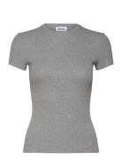 Close Fitted Rib Tshirt Grey Weekday