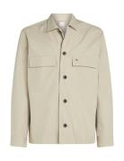 Cotton Blend Overshirt Cream Calvin Klein