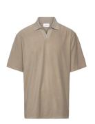 V-Neck Jacquard Polo S/S Beige Lindbergh