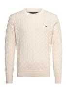 Classic Cotton Cable Crew Neck White Tommy Hilfiger