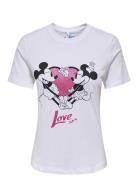 Onlmickey Life Reg S/S Valentine Top Jrs White ONLY