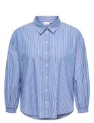 Cararja L/S Stripe Shirt Wvn Blue ONLY Carmakoma