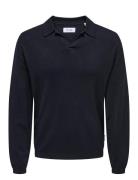 Onsadrian Reg 12 Ls Contrast Polo Knit Navy ONLY & SONS