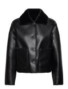 Double-Sided Leather-Effect Jacket With Pockets Black Mango