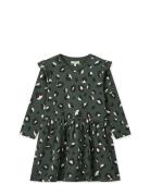 Lima Printed Frill Longsleeve Dress Green Liewood