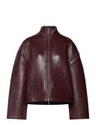 Bonded Leather Jacket Burgundy REMAIN Birger Christensen