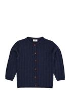 Merino Knitted Cardigan W. Wide Rib Navy Copenhagen Colors