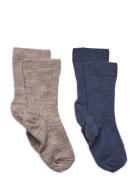 Sock 2 P Wool Knit Navy Lindex