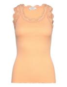 Rwbabette Silk Sl U-Neck Lace Top  Rosemunde