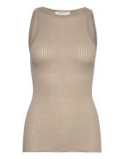 Rwbelize Silk Sl Boxer Top Khaki Rosemunde