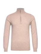 Man Half Zip Beige Davida Cashmere