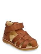 Sandals - Flat - Closed Toe - Brown ANGULUS