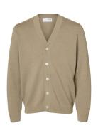 Slhtray Ls Knit Merino V-Neck Cardigan Beige Selected Homme